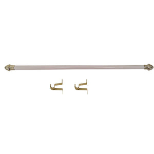 11065 - Curtain rod  with gold ends 5/8" - White 28" to 48"- Unit price:  3.25$     (Min: Case of 12)