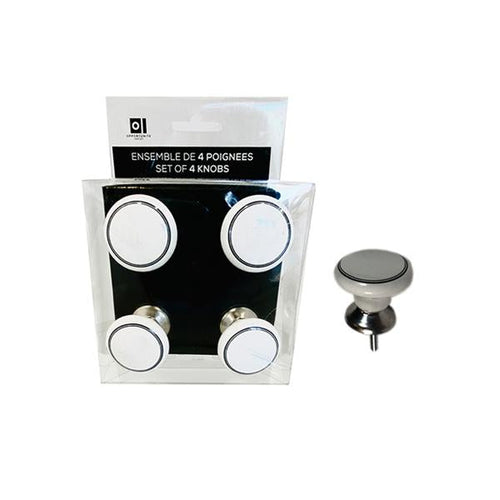 13002 - Set of 4 Drawer Knobs in PVC Box   3.8cm - White - Unit price: 4.5$ (Min: Case of 8)