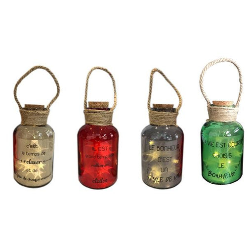 13486 -  LED Decoration Bottles with Quotes Ass4 - 9cm x 18cm - Unit price:  3.90$ (Min: Case of 12)