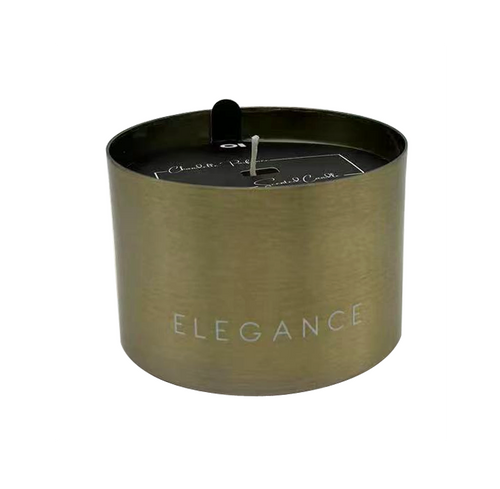 13678 - 7.3*5.2cm -150g Elegance  Chandelle Parfumée en pot doré en métal sans couvert / Scented candle in jar gold - Unit price:  5.00$ (Min: Case of 6)