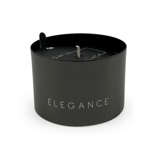 13679 - 7.3*5.2cm -150g Elegance  Chandelle Parfumée en pot noir en métal  sans couvert / Scented candle in jar black - Unit price:  5.00$ (Min: Case of 6)