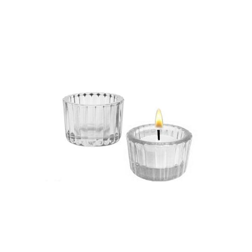 13936 -  Glass Candle Holder - Clear - 5.6cmx3.8cm - Unit price:  0.65$ (Min: Case of 24)