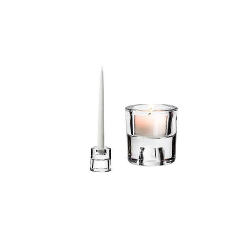 13941 -   Glass Candle Holder Double Use - Clear - 6.7cmx2.6cm - Unit price:  2$ (Min: Case of 12)