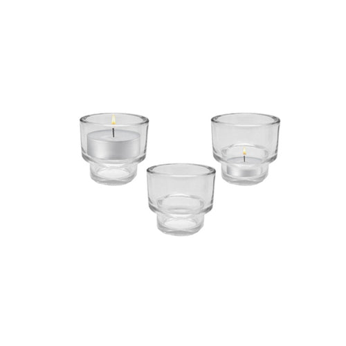 13942 -   Glass Candle Holder Double Use - Clear - 8.4cmx7.5cm - Unit price:  1.4$ (Min: Case of 12)