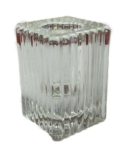 13946 -  Glass Candle Holder - D 4x4x6cm - Clear - Unit price:  1.10$ (Min: Case of 12)