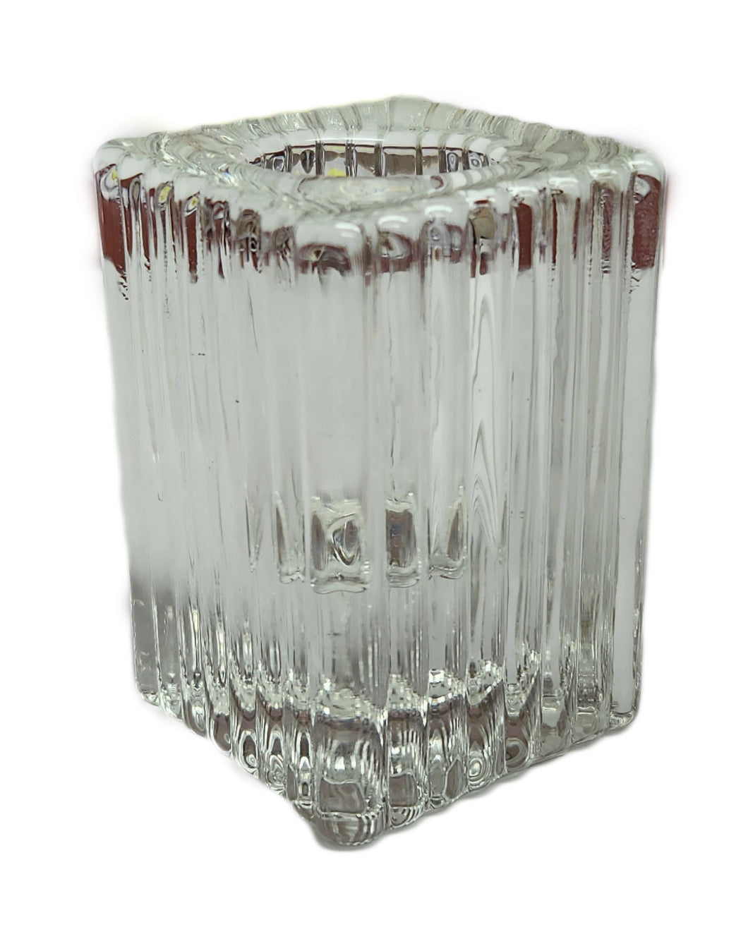 13946 -  Glass Candle Holder - D 4x4x6cm - Clear - Unit price:  1.10$ (Min: Case of 12)