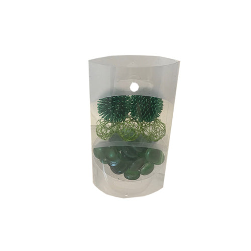 18401 - Glass Nuggets with Iron Balls  Deco - 190g  -  Green - Unit price: 0.6$ (Min: Case of 24)