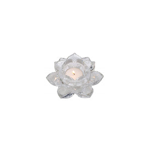 60017 - Glass Flower Candle Holder -  5"X2" - Unit price: 1.75$ (Min: Case of 6)