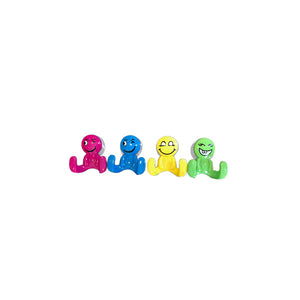 60091 - Bathroom Hook smiley face -  3 Ass colors - 4"  - Unit price: 1.1$ (Min: Case of 24)