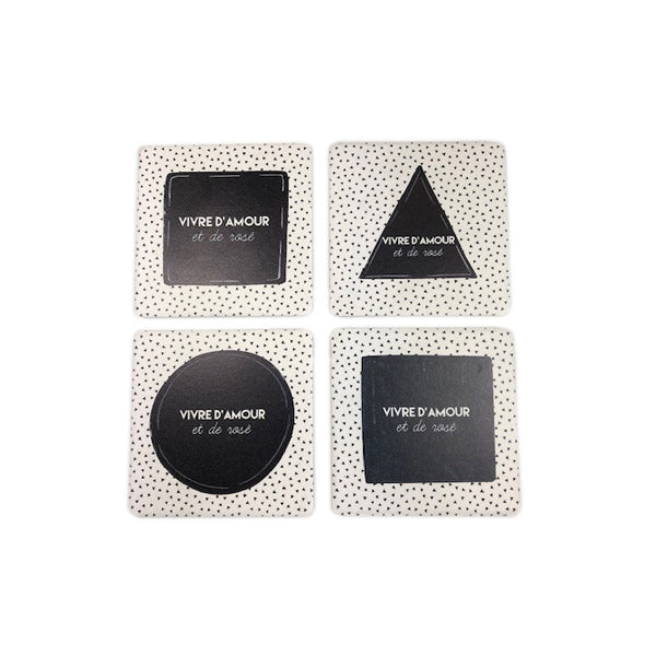 60163 -  4  Square Coasters  with Quote  - 10.8cm - Unit price: 4.85$ (Min: Case of 6)