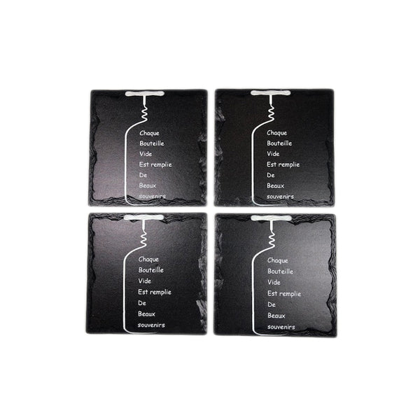 60165 - 4  Square Coasters  - Black  - 10.8cm - Unit price: 4.85$ (Min: Case of 6)