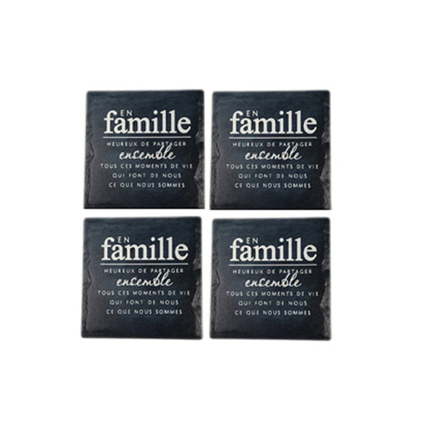 60166 -   4  Square Coasters With Quote    - 10.8cm - Unit price: 4.85$ (Min: Case of 6)