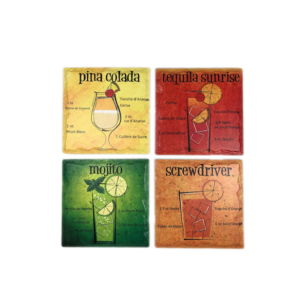 60168 -  4  Square Coasters     - 10.8cm - Unit price: 4.85$ (Min: Case of 6)