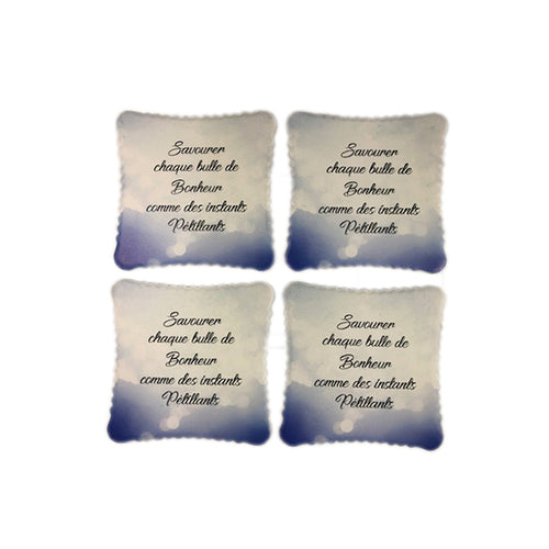 60172 -  4   Coasters With Quote  - 10.8cm - Unit price:  4.85$ (Min: Case of 6)