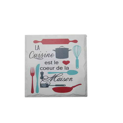 60180 -  Square Ceramic Trivet  With Quote- 16cm - Unit price:  2.1$ (Min: Case of 6)